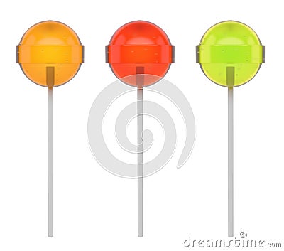 Yellow, red and green lolly pop Stock Photo