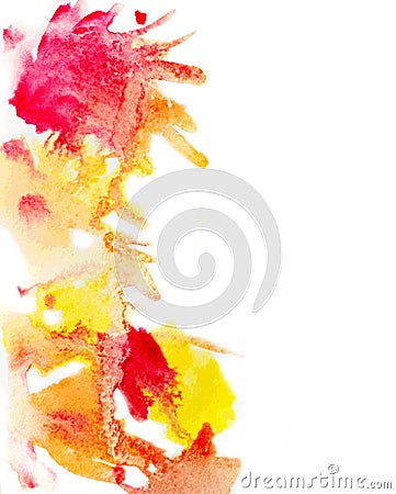 Yellow and red watercolor stains background Vector Illustration