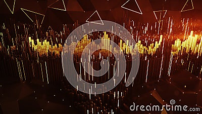 Yellow and red wave graph equalizer 3D rendering Stock Photo