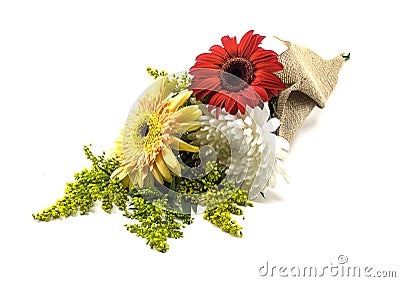 Yellow, red and white gerbera bouquet Stock Photo