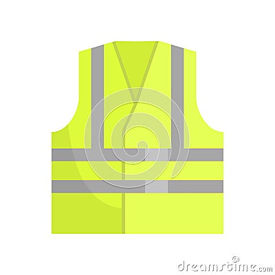Yellow Reflective Safety Vest, Front View Vector Illustration Vector Illustration