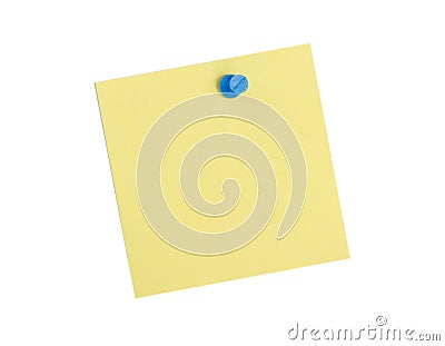Yellow reminder note with blue pin Stock Photo