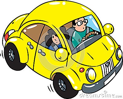 Yellow retro car Vector Illustration