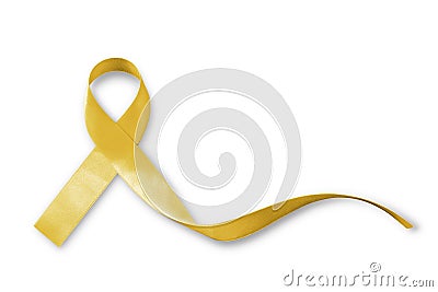 Yellow ribbon for Sarcoma Bone cancer yellow awareness isolated on white background with clipping path Stock Photo