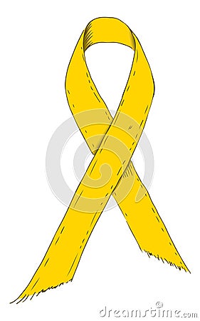 Yellow ribbon symbol. Sketch-Style Icon. Symbol. Sign. Stock Vector Illustration Stock Photo