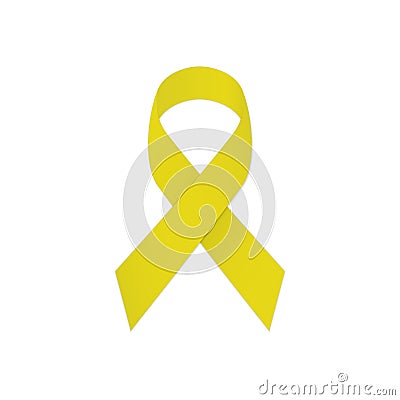 Yellow ribbon on a white background. Symbolic suicide prevention. Vector Illustration