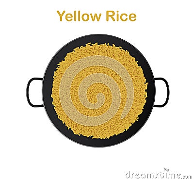 Yellow rice in paella pan Stock Photo