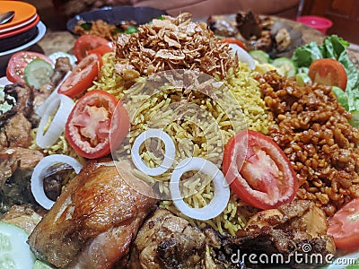 Yellow Rice With Pan Seared Chicken Stock Photo