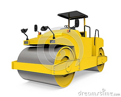 Yellow Road Roller Isolated Stock Photo