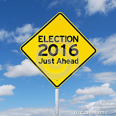 Yellow road sign toward election 2016 Stock Photo