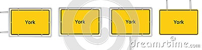 Yellow road sign with York isolated on white background Vector Illustration