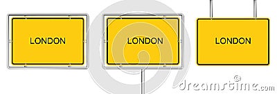 Yellow road signs with LONDON on white background Vector Illustration