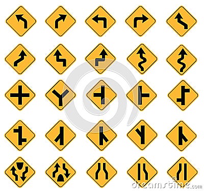 Yellow road signs Vector Illustration