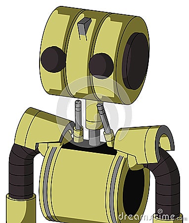 Yellow Robot With Multi-Toroid Head And Two Eyes Stock Photo