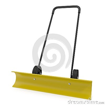 Yellow Rolling Snow Shovel on white. 3D illustration Cartoon Illustration