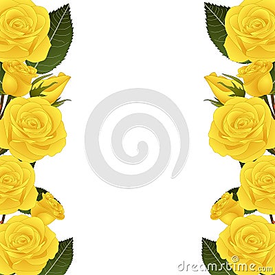 Yellow Rose Flower Frame Border. isolated on White Background. Vector Illustration Vector Illustration