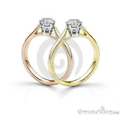 Yellow and Rose Gold Matching Rings Stock Photo