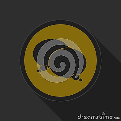 Yellow round button, black two speech bubbles icon Vector Illustration