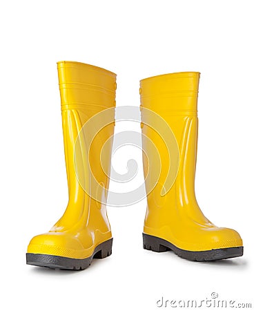 Yellow rubber boots Stock Photo