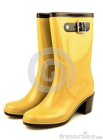 Yellow rubber boots Stock Photo