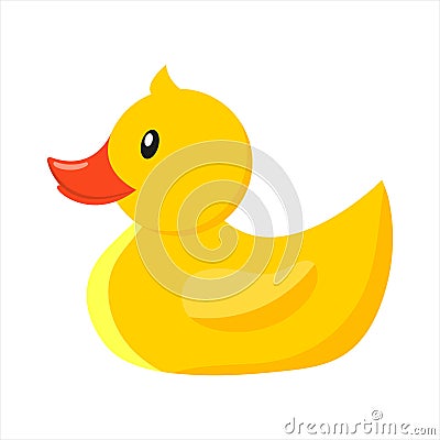 Yellow rubber duck. Bath baby toy. Isolated illustration Vector Illustration