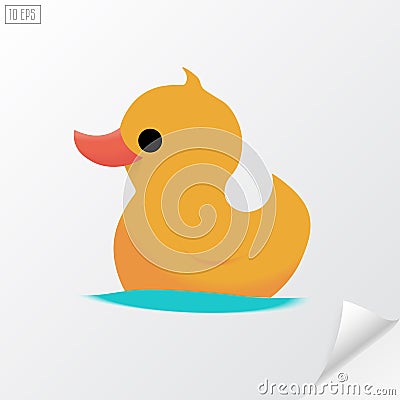 Yellow rubber duck. Material design. Vector Illustration