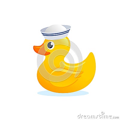 Yellow Rubber Duck Sailor. Vector Illustration. Vector Illustration