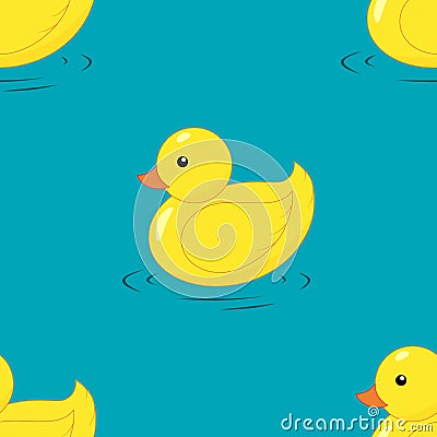 Yellow rubber duck seamless pattern Vector Illustration