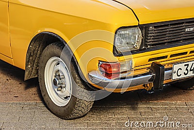 Yellow russian car. Moskow. Russia. 14 April 2018. Editorial Stock Photo