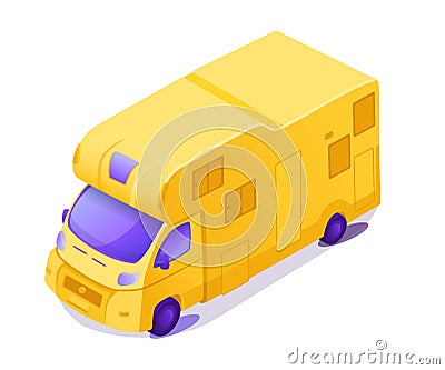 Yellow RV isometric 3D color vector illustration Vector Illustration