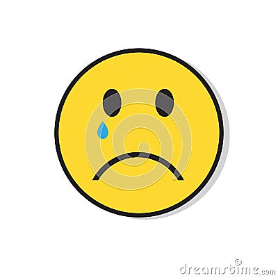 Yellow Sad Face Cry Negative People Emotion Icon Vector Illustration