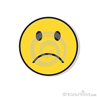 Yellow Sad Face Negative People Emotion Icon Vector Illustration