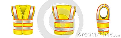 Yellow safety vest with reflective stripes Vector Illustration