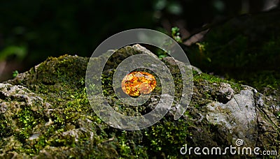 Yellow sapphire Beautiful and expensive Lay on the floor Stock Photo