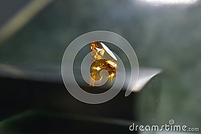 Yellow sapphire, expensive luxury for marking Stock Photo