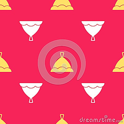 Yellow Sauna hat icon isolated seamless pattern on red background. Vector Vector Illustration