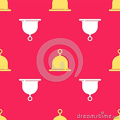 Yellow Sauna hat icon isolated seamless pattern on red background. Vector Vector Illustration