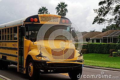 Yellow school bus in the USA Editorial Stock Photo