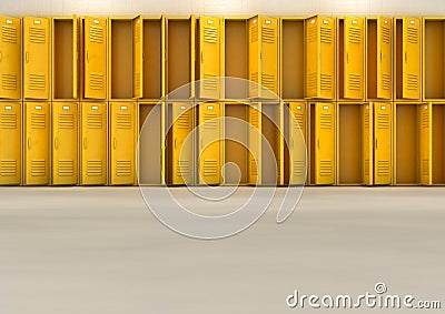 Yellow School Lockers Stock Photo