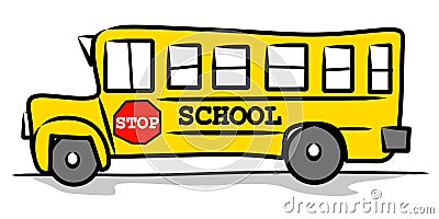 Yellow Schoolbus Childlike Drawing Cartoon Illustration