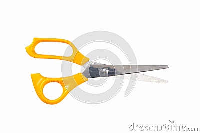 The yellow scissors Stock Photo