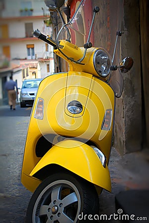 Yellow scooter Stock Photo