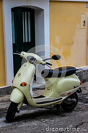 Yellow scooter in calabria Editorial Stock Photo