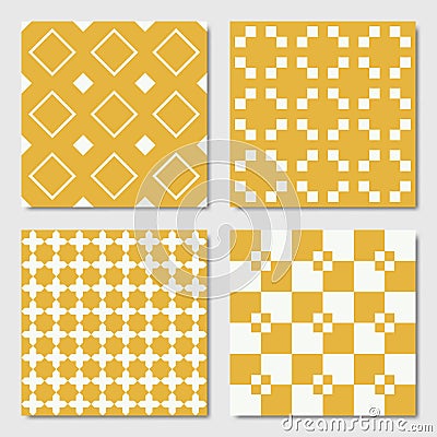 Yellow Seamless Geometric Patterns Vector Illustration