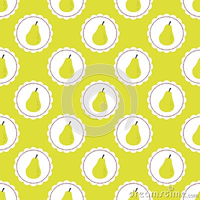 Yellow seamless pattern with pears Vector Illustration