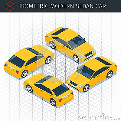 Yellow sedan car Vector Illustration