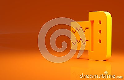 Yellow Seismograph icon isolated on orange background. Earthquake analog seismograph. Minimalism concept. 3d Cartoon Illustration