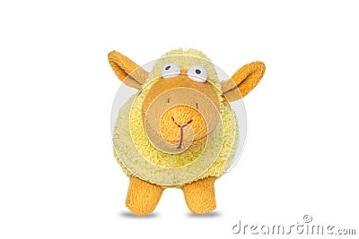 Yellow sheep doll made from fabric Stock Photo