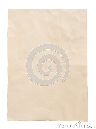 Yellow sheet of vintage old paper with path, top view Stock Photo