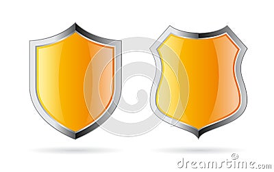 Yellow shield vector icon set Vector Illustration